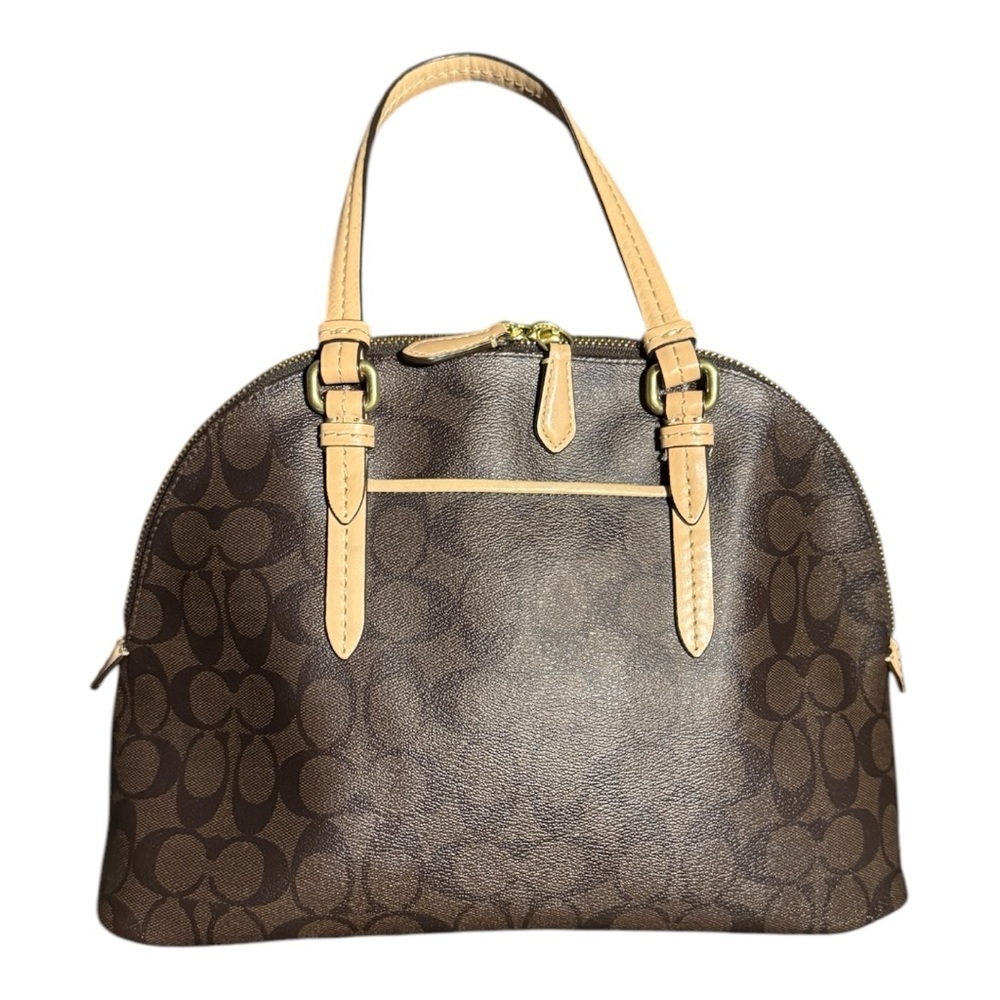 Coach Signature Handbag F26184 Brown Canvas Dome Satchel - Picture 2 of 11